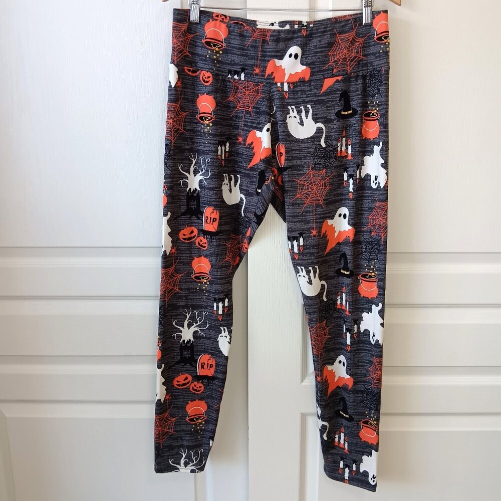 NEW French Laundry Women's Plus Gray Halloween Leggings Size 1X